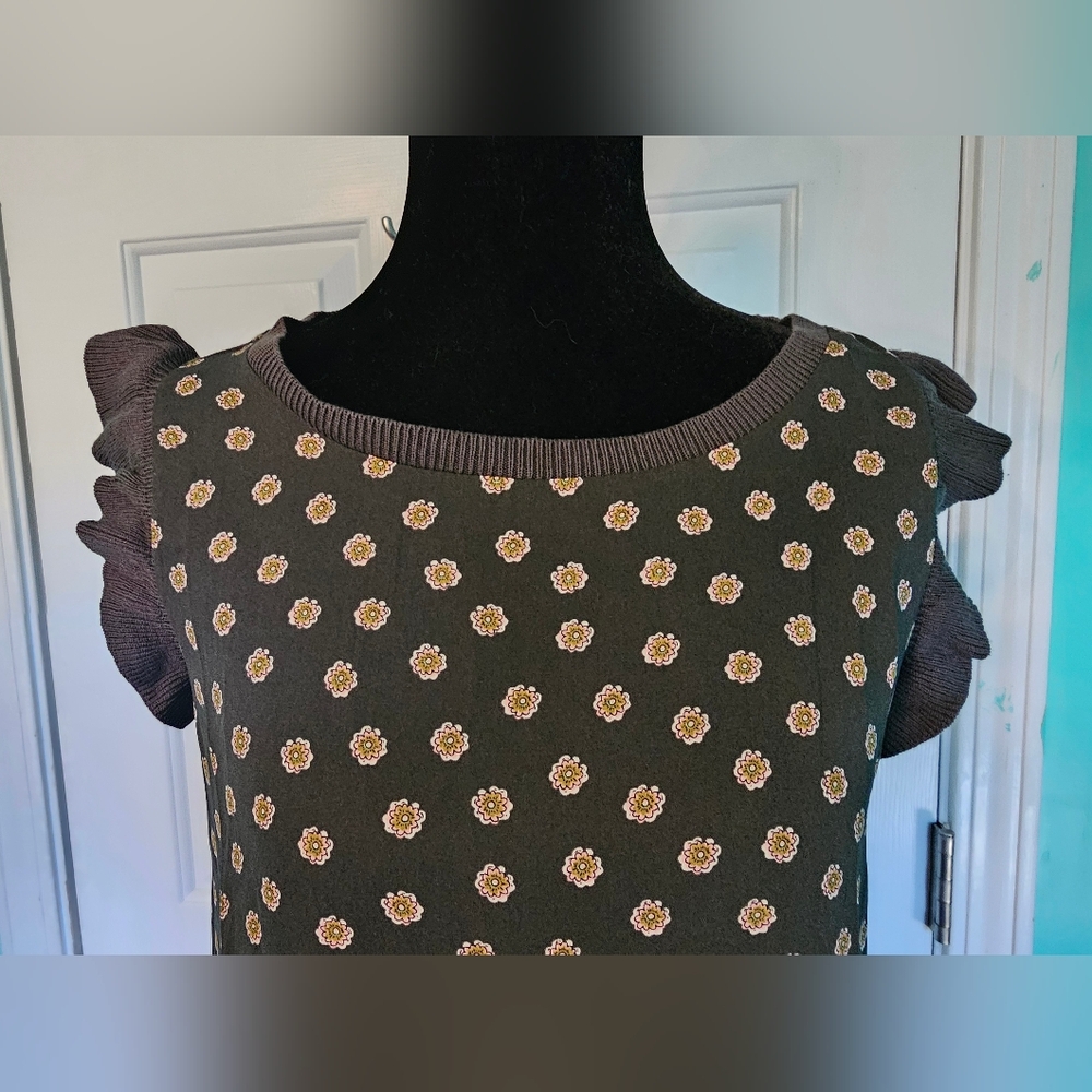 LOFT Brown and Pink Floral Blouse Women's Size MP